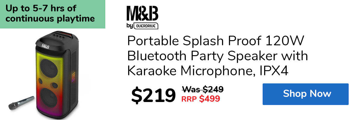 Portable Splash Proof 120W Bluetooth Party Speaker with Karaoke Microphone, IPX4