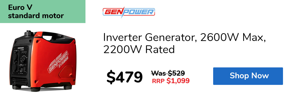 Inverter Generator, 2600W Max, 2200W Rated