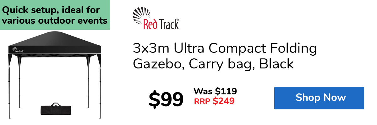 3x3m Ultra Compact Folding Gazebo, Carry bag, Black