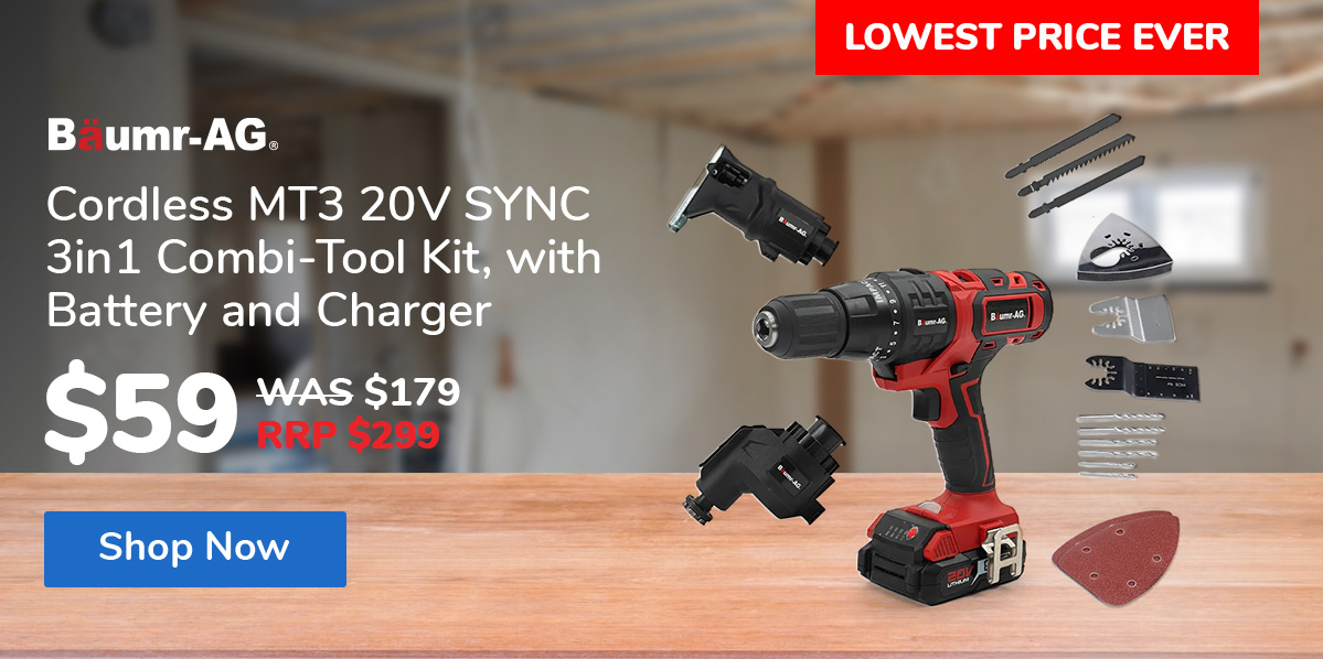 BAUMR-AG Cordless MT3 20V SYNC 3in1 Combi-Tool Kit, with Battery and Charger