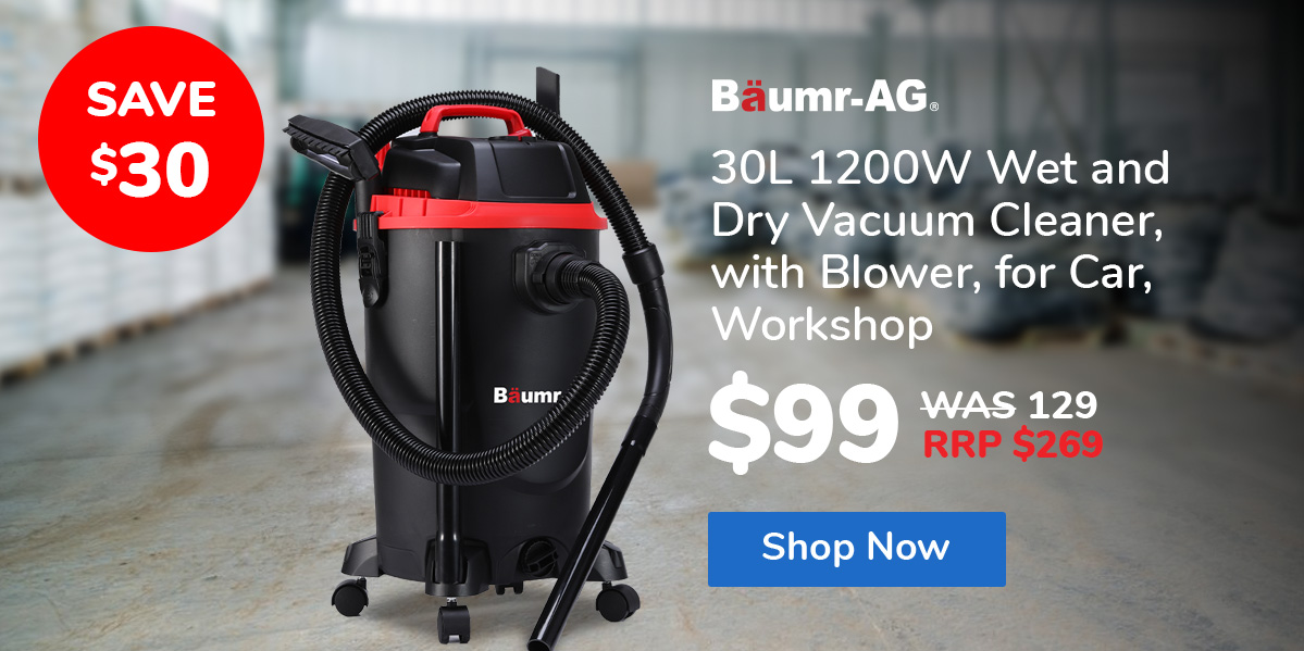 BAUMR-AG 30L 1200W Wet and Dry Vacuum Cleaner, with Blower, for Car, Workshop, Carpet