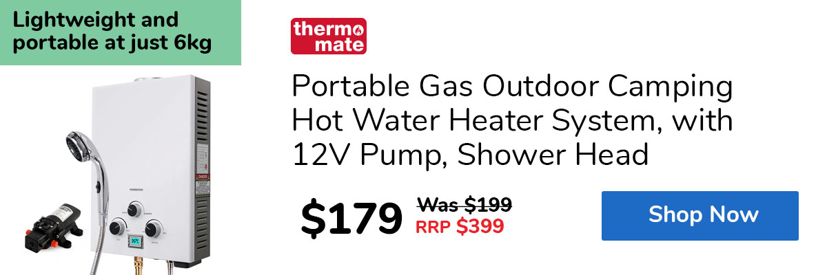 Portable Gas Outdoor Camping Hot Water Heater System, with 12V Pump, Shower Head