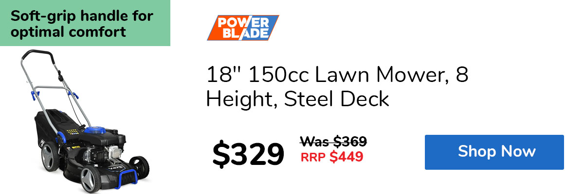 18" 150cc Lawn Mower, 8 Height, Steel Deck