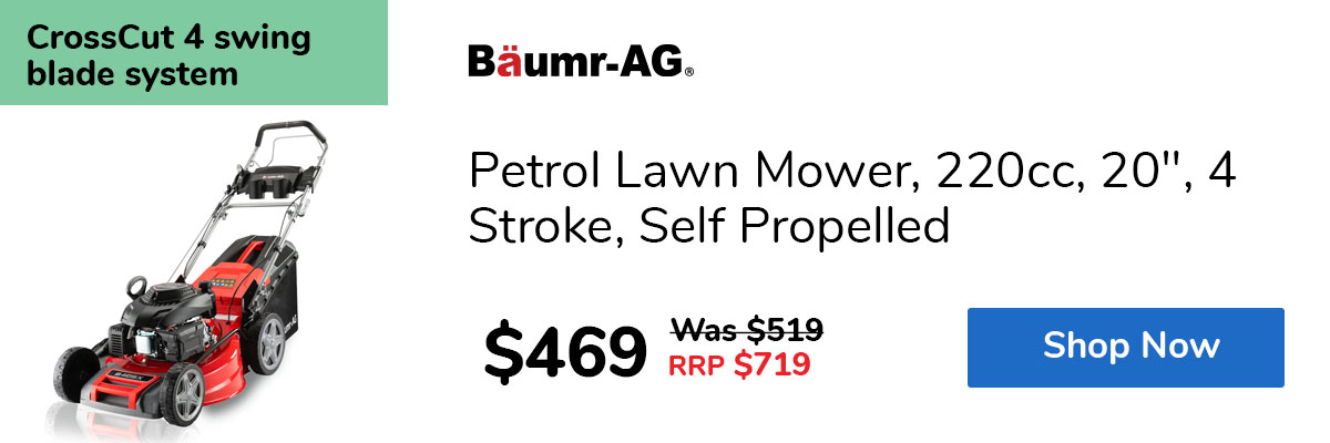 Petrol Lawn Mower, 220cc, 20", 4 Stroke, Self Propelled