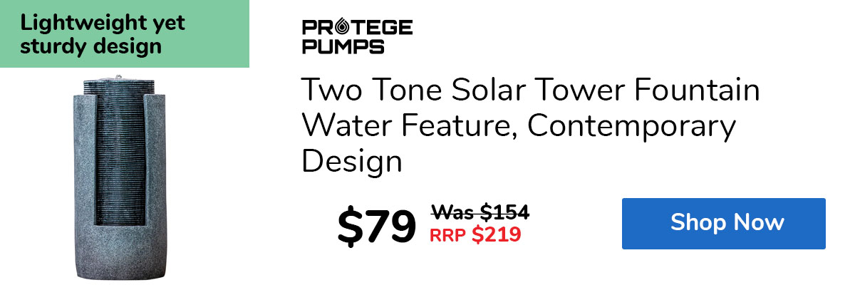 Two Tone Solar Tower Fountain Water Feature, Contemporary Design