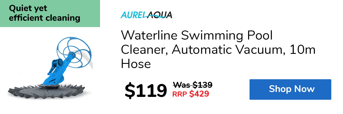 Waterline Swimming Pool Cleaner, Automatic Vacuum, 10m Hose