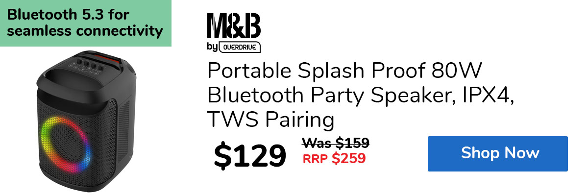 Portable Splash Proof 80W Bluetooth Party Speaker, IPX4, TWS Pairing