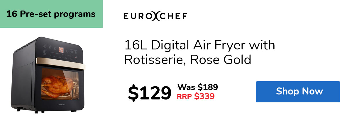 16L Digital Air Fryer with Rotisserie, Rose Gold