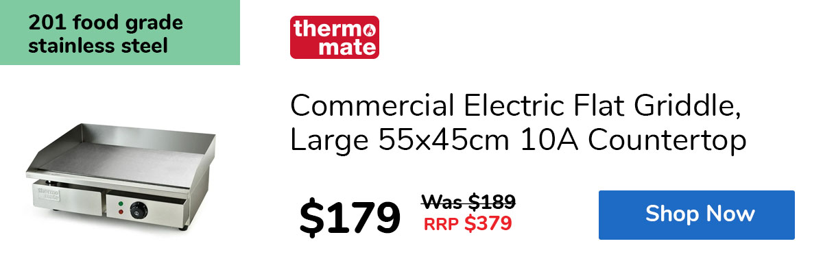 Commercial Electric Flat Griddle, Large 55x45cm 10A Countertop