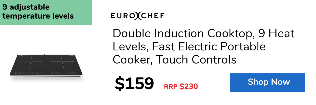 Double Induction Cooktop, 9 Heat Levels, Fast Electric Portable Cooker, Touch Controls