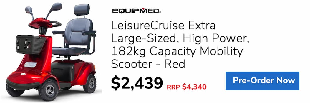 PRE-ORDER EQUIPMED LeisureCruise Extra Large-Sized, High Power, 182kg Capacity Mobility Scooter  - Red
