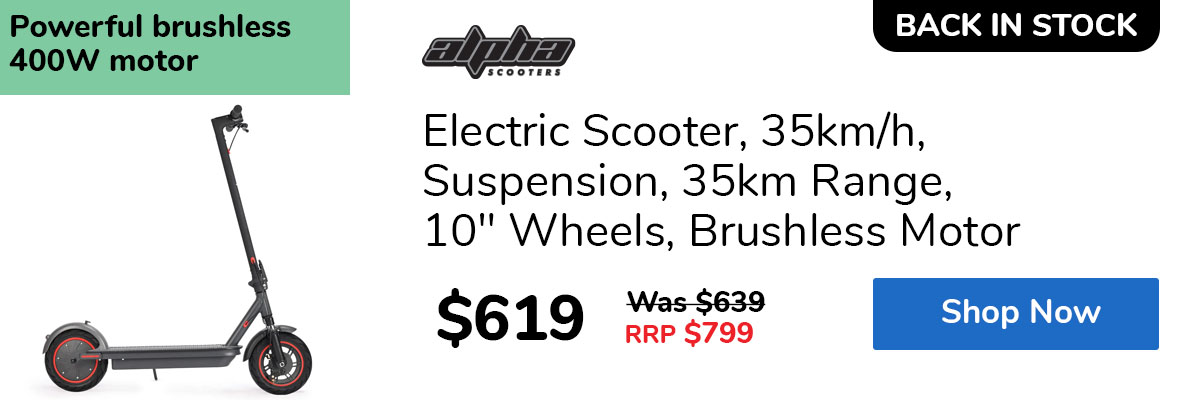 Electric Scooter, 35km/h, Suspension, 35km Range, 10" Wheels, Brushless Motor