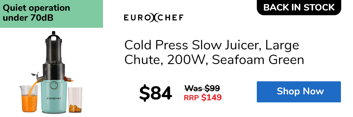 Cold Press Slow Juicer, Large Chute, 200W, Seafoam Green