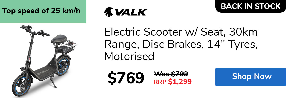 Electric Scooter w/ Seat, 30km Range, Disc Brakes, 14" Tyres, Motorised