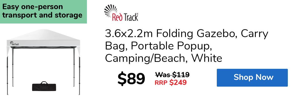 3.6x2.2m Folding Gazebo, Carry Bag, Portable Popup, Camping/Beach, White