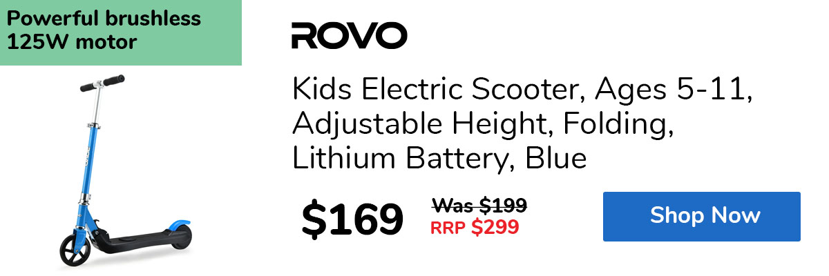 Kids Electric Scooter, Ages 5-11, Adjustable Height, Folding, Lithium Battery, Blue