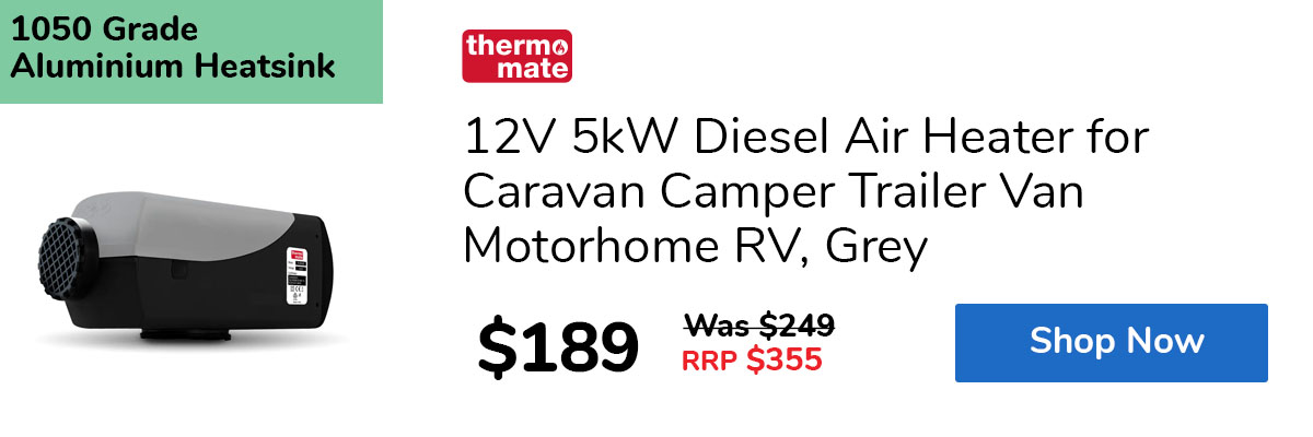 12V 5kW Diesel Air Heater for Caravan Camper Trailer Van Motorhome RV, Grey
