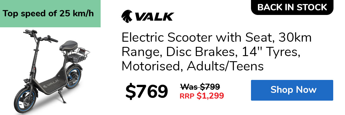 Electric Scooter with Seat, 30km Range, Disc Brakes, 14" Tyres, Motorised, Adults/Teens