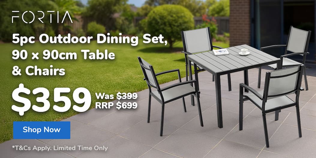 5pc Outdoor Dining Set, 90 x 90cm Table & Chairs