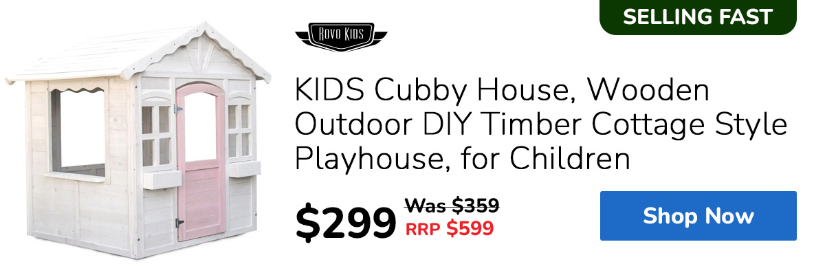 ROVO KIDS Cubby House, Wooden Outdoor DIY Timber Cottage Style Playhouse, for Children