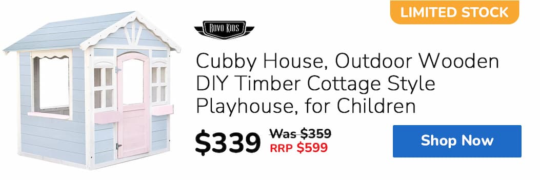 ROVO KIDS Cubby House, Outdoor Wooden DIY Timber Cottage Style Playhouse, for Children
