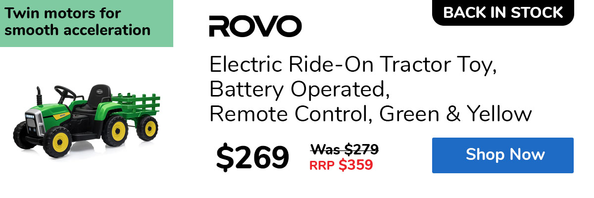 Electric Ride-On Tractor Toy, Battery Operated, Remote Control, Green & Yellow