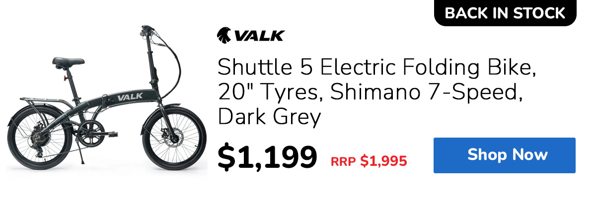 VALK Shuttle 5 Electric Folding Bike, 20" Tyres, Shimano 7-Speed, Dark Grey