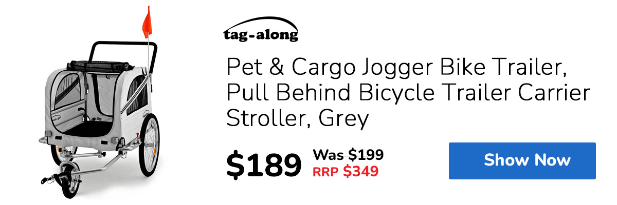 TAG-ALONG Pet & Cargo Jogger Bike Trailer, Pull Behind Bicycle Trailer Carrier Stroller, Grey