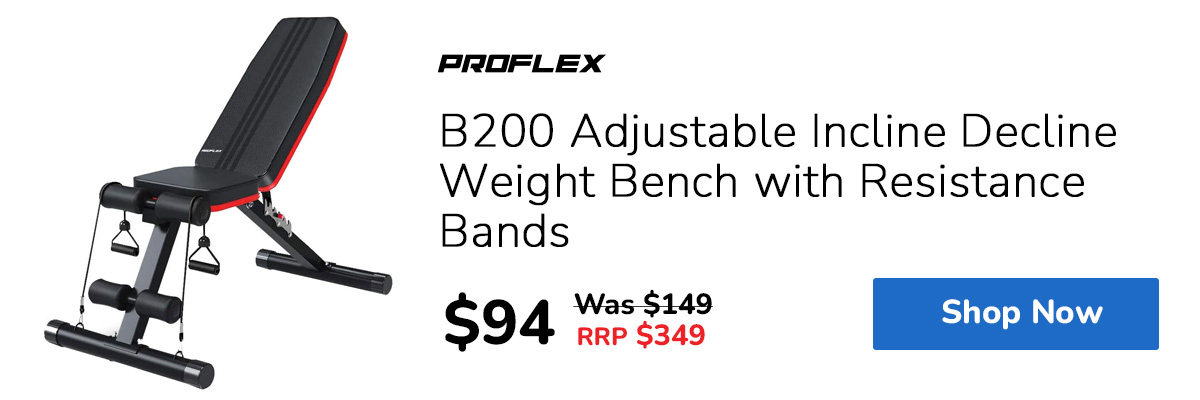 PROFLEX B200 Adjustable Incline Decline Weight Bench with Resistance Bands
