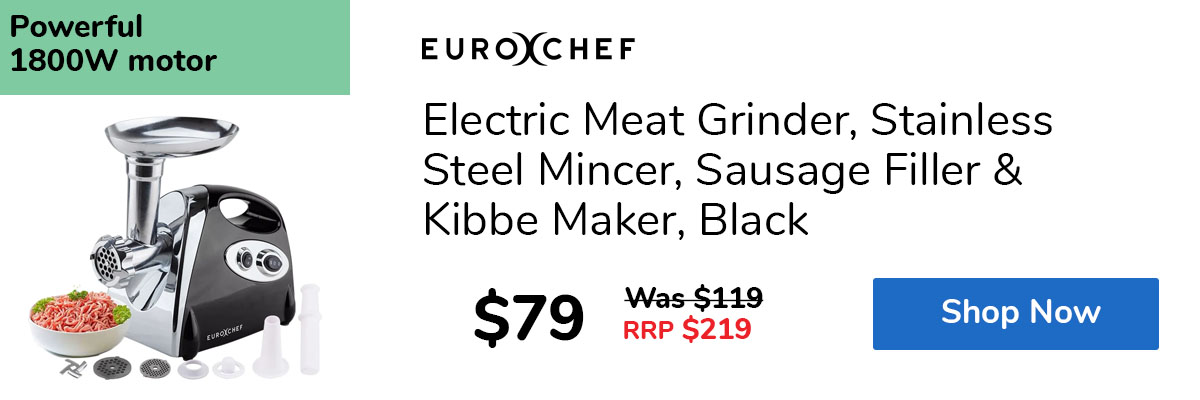 Electric Meat Grinder, Stainless Steel Mincer, Sausage Filler & Kibbe Maker, Black