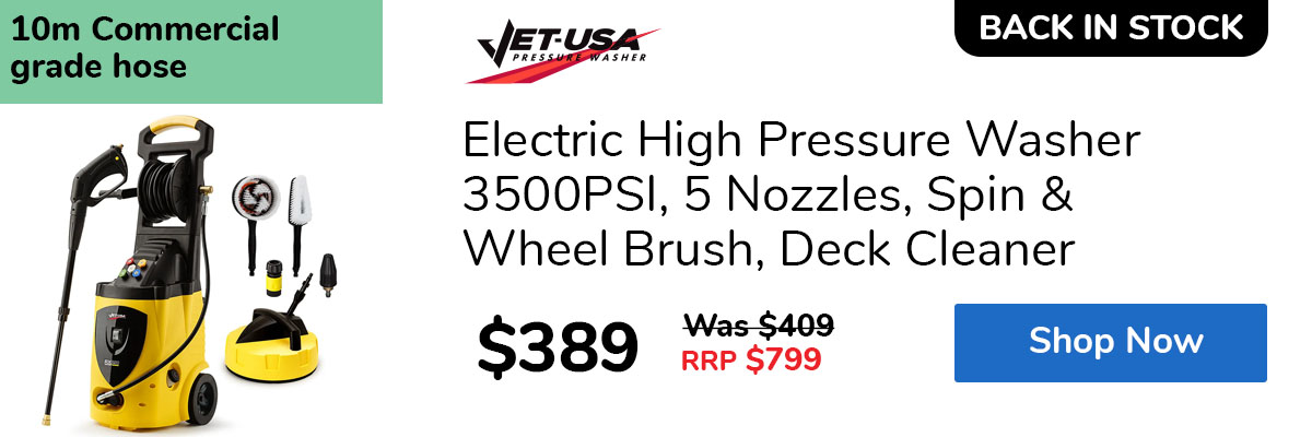 Electric High Pressure Washer 3500PSI, 5 Nozzles, Spin & Wheel Brush, Deck Cleaner