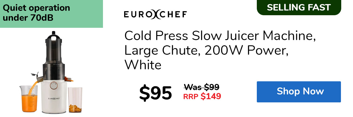 Cold Press Slow Juicer Machine, Large Chute, 200W Power, White