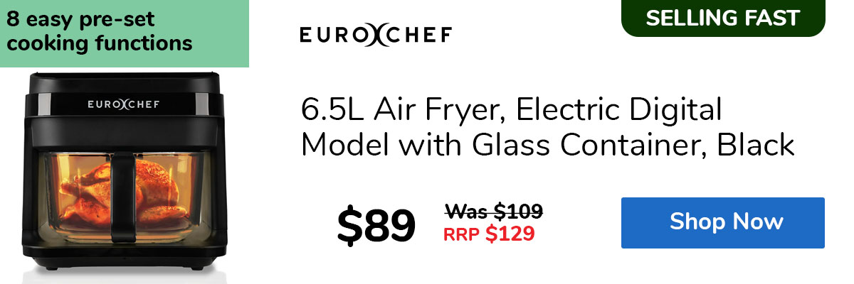 6.5L Air Fryer, Electric Digital Model with Glass Container, Black