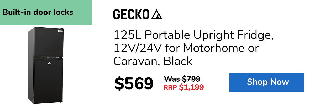 125L Portable Upright Fridge, 12V/24V for Motorhome or Caravan, Black