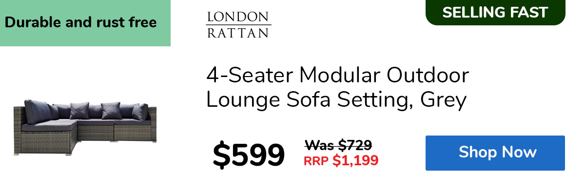 4-Seater Modular Outdoor Lounge Sofa Setting, Grey