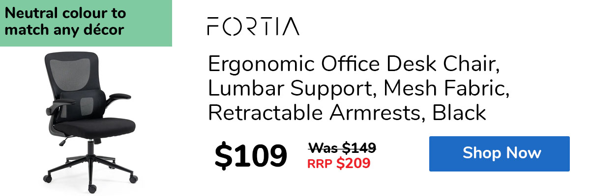 Ergonomic Office Desk Chair, Lumbar Support, Mesh Fabric, Retractable Armrests, Black