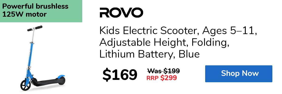 Kids Electric Scooter, Ages 5–11, Adjustable Height, Folding, Lithium Battery, Blue