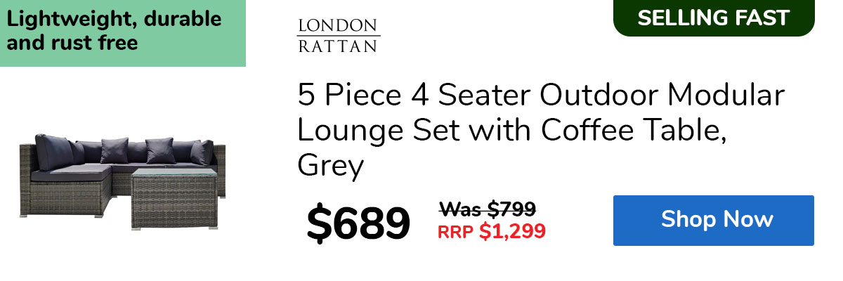 5 Piece 4 Seater Outdoor Modular Lounge Set with Coffee Table, Grey