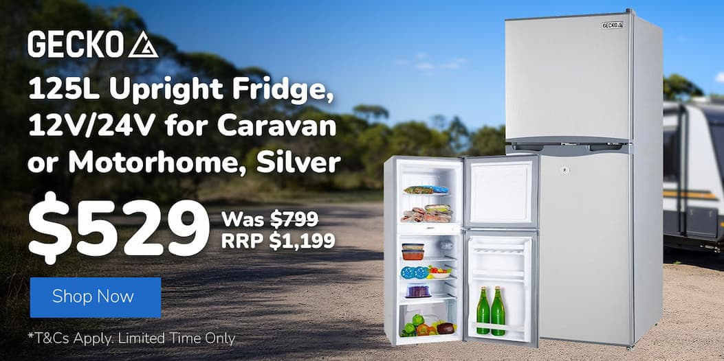 125L Upright Fridge, 12V/24V for Caravan or Motorhome, Silver