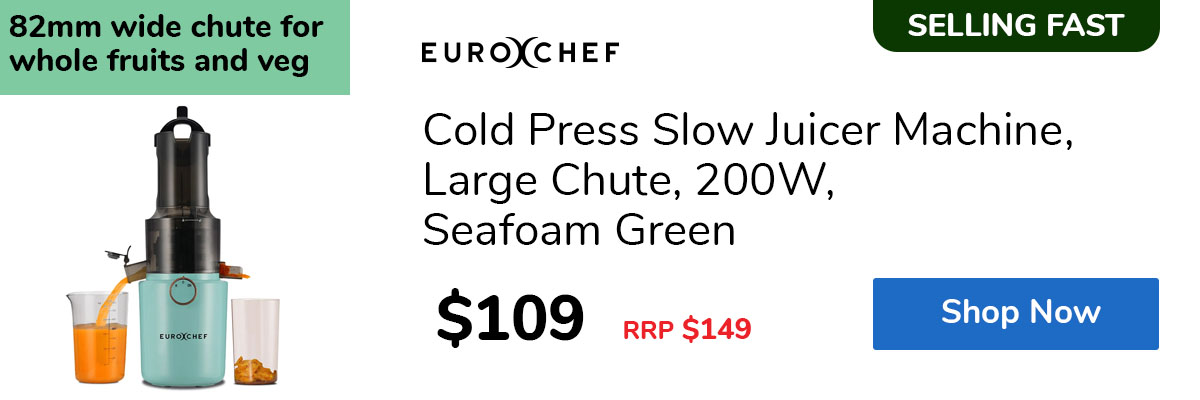 Cold Press Slow Juicer Machine, Large Chute, 200W, Seafoam Green
