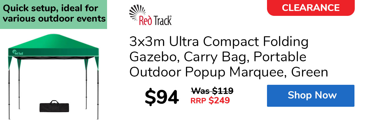 3x3m Ultra Compact Folding Gazebo, Carry Bag, Portable Outdoor Popup Marquee, Green