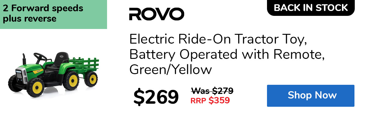 Electric Ride-On Tractor Toy, Battery Operated with Remote, Green/Yellow