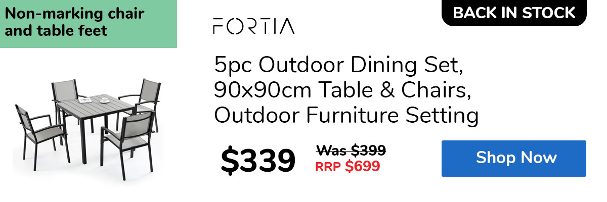 5pc Outdoor Dining Set, 90x90cm Table & Chairs, Outdoor Furniture Setting