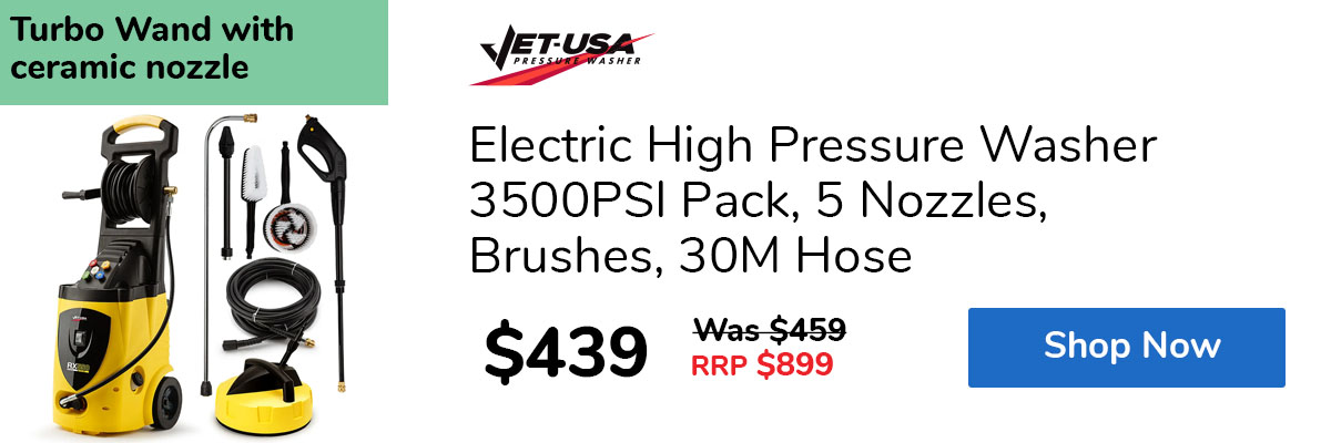 Electric High Pressure Washer 3500PSI Pack, 5 Nozzles, Brushes, 30M Hose