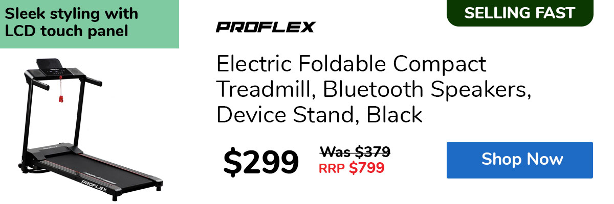 Electric Foldable Compact Treadmill, Bluetooth Speakers, Device Stand, Black