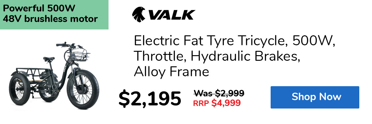 Electric Fat Tyre Tricycle, 500W, Throttle, Hydraulic Brakes, Alloy Frame