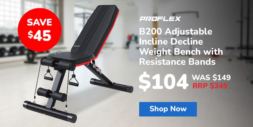 PROFLEX B200 Adjustable Incline Decline Weight Bench with Resistance Bands