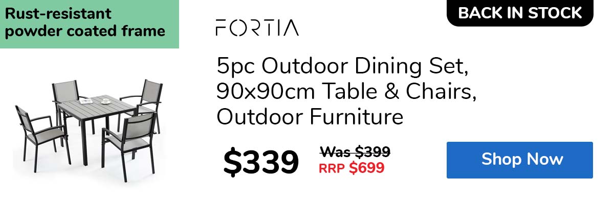 5pc Outdoor Dining Set, 90x90cm Table & Chairs, Outdoor Furniture