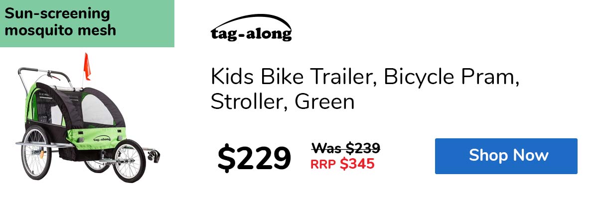 Tag-Along Kids Bike Trailer, Bicycle Pram, Stroller, Green