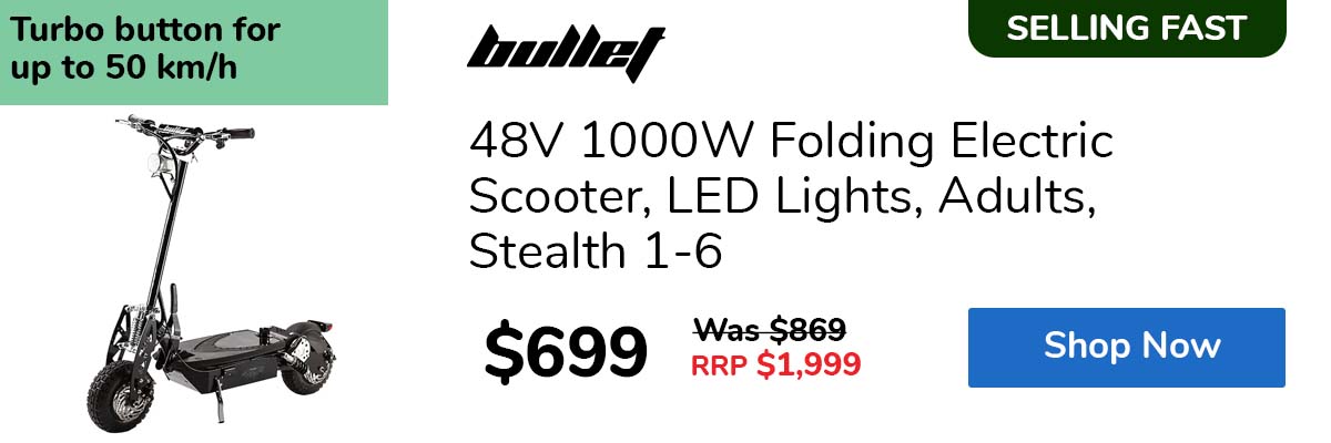 48V 1000W Folding Electric Scooter, LED Lights, Adults, Stealth 1-6